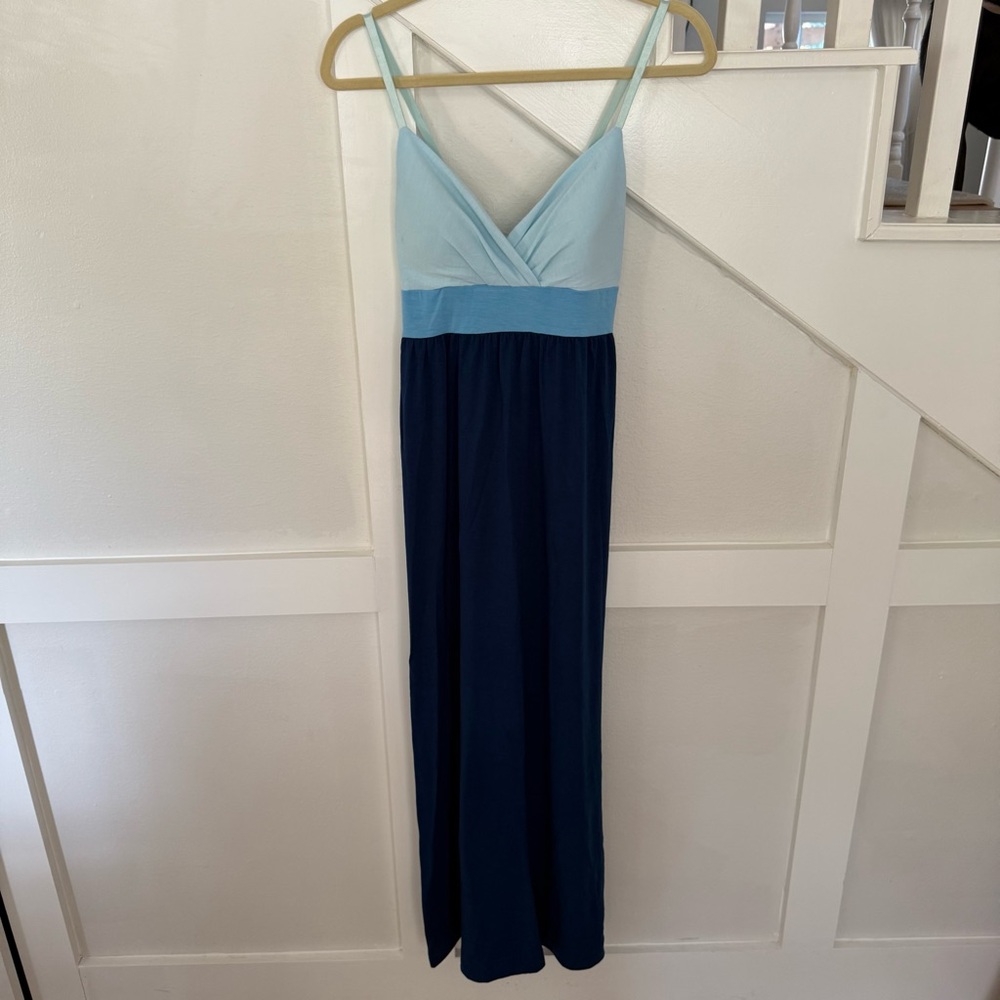 Blue Colorblock Sleeveless Maxi Dress size S